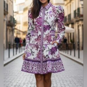 Floral Purple and White Dress